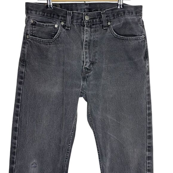 Levis 505 Jeans Mens 34x30 (Tag 34x32) Black Denim Straight Grunge Skater Y2K - Picture 4 of 13